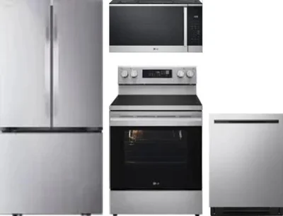 4 Piece Package Includes Refrigerator, Range, Microwave And Dishwasher