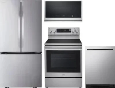 4 Piece Package Includes Refrigerator, Range, Microwave And Dishwasher