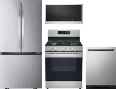 4 Piece Package Includes Refrigerator, Range, Microwave And Dishwasher