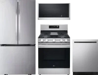 4 Piece Package Includes Refrigerator, Range, Microwave And Dishwasher