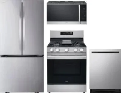 4 Piece Package Includes Refrigerator, Range, Microwave And Dishwasher