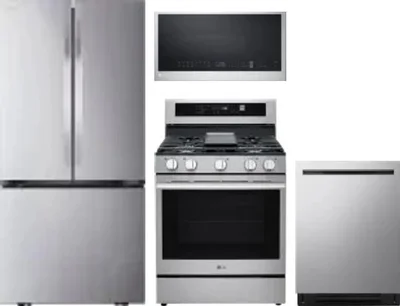 4 Piece Package Includes Refrigerator, Range, Microwave And Dishwasher