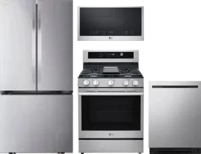 4 Piece Package Includes Refrigerator, Range, Microwave And Dishwasher