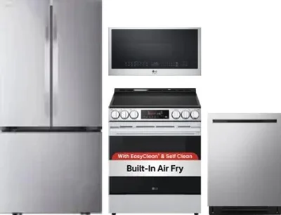 4 Piece Package Includes Refrigerator, Range, Microwave And Dishwasher