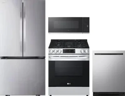 4 Piece Package Includes Refrigerator, Range, Microwave And Dishwasher
