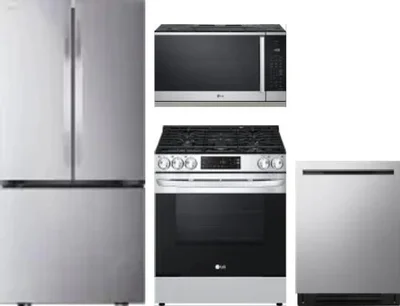 4 Piece Package Includes Refrigerator, Range, Microwave And Dishwasher