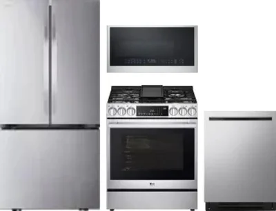 4 Piece Package Includes Refrigerator, Range, Microwave And Dishwasher