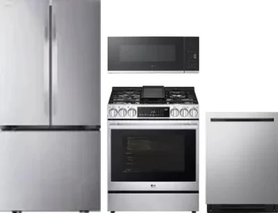 4 Piece Package Includes Refrigerator, Range, Microwave And Dishwasher