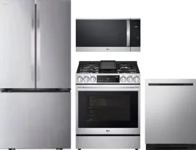 4 Piece Package Includes Refrigerator, Range, Microwave And Dishwasher