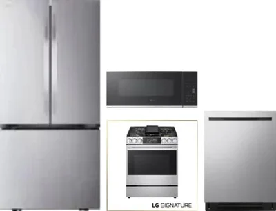4 Piece Package Includes Refrigerator, Range, Microwave And Dishwasher