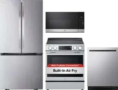 4 Piece Package Includes Refrigerator, Range, Microwave And Dishwasher