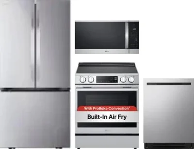 4 Piece Package Includes Refrigerator, Range, Microwave And Dishwasher