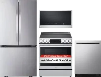 4 Piece Package Includes Refrigerator, Range, Microwave And Dishwasher