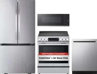 4 Piece Package Includes Refrigerator, Range, Microwave And Dishwasher