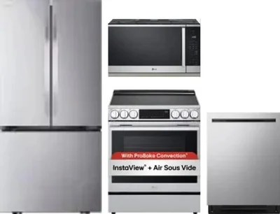 4 Piece Package Includes Refrigerator, Range, Microwave And Dishwasher