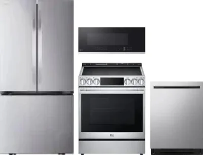 4 Piece Package Includes Refrigerator, Range, Microwave And Dishwasher