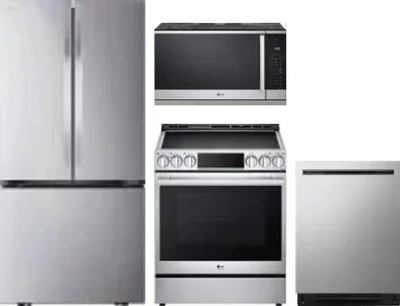 4 Piece Package Includes Refrigerator, Range, Microwave And Dishwasher