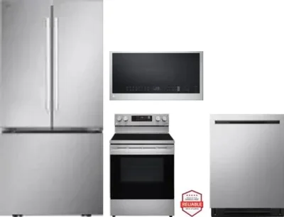 4 Piece Package Includes Refrigerator, Range, Microwave And Dishwasher