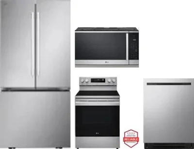 4 Piece Package Includes Refrigerator, Range, Microwave And Dishwasher