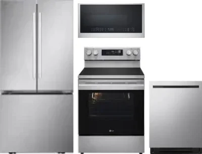 4 Piece Package Includes Refrigerator, Range, Microwave And Dishwasher