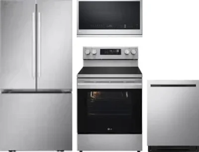 4 Piece Package Includes Refrigerator, Range, Microwave And Dishwasher