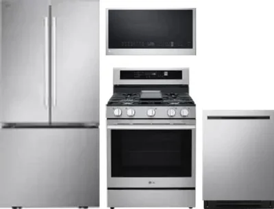 4 Piece Package Includes Refrigerator, Range, Microwave And Dishwasher