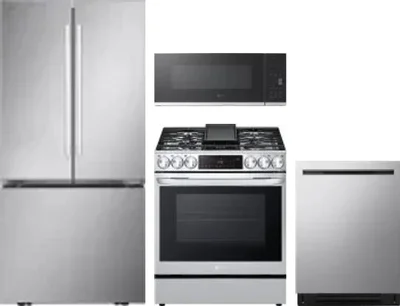 4 Piece Package Includes Refrigerator, Range, Microwave And Dishwasher