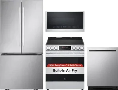 4 Piece Package Includes Refrigerator, Range, Microwave And Dishwasher