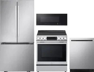 4 Piece Package Includes Refrigerator, Range, Microwave And Dishwasher