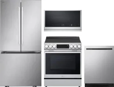 4 Piece Package Includes Refrigerator, Range, Microwave And Dishwasher