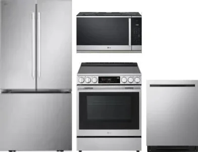 4 Piece Package Includes Refrigerator, Range, Microwave And Dishwasher