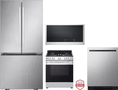 4 Piece Package Includes Refrigerator, Range, Microwave And Dishwasher