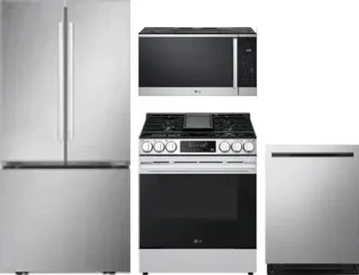 4 Piece Package Includes Refrigerator, Range, Microwave And Dishwasher