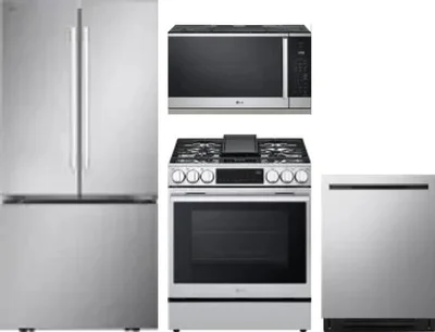 4 Piece Package Includes Refrigerator, Range, Microwave And Dishwasher