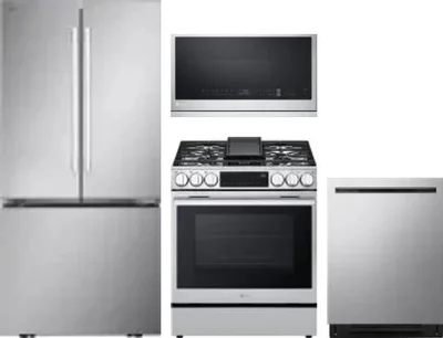 4 Piece Package Includes Refrigerator, Range, Microwave And Dishwasher