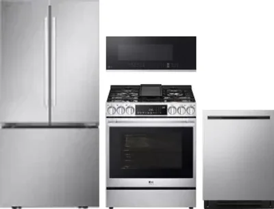 4 Piece Package Includes Refrigerator, Range, Microwave And Dishwasher