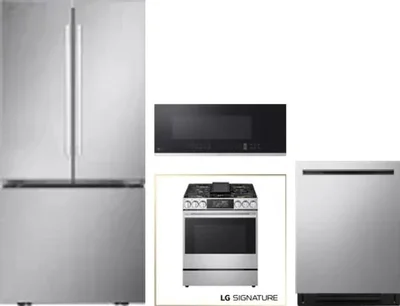 4 Piece Package Includes Refrigerator, Range, Microwave And Dishwasher