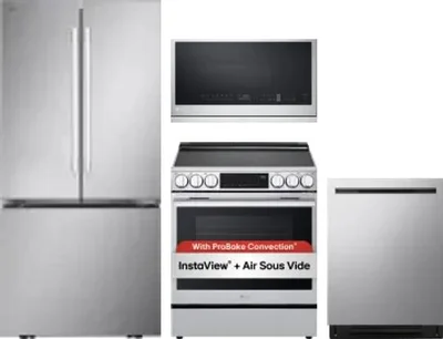 4 Piece Package Includes Refrigerator, Range, Microwave And Dishwasher