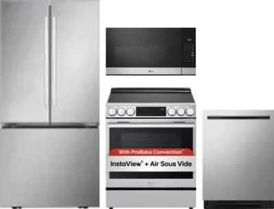 4 Piece Package Includes Refrigerator, Range, Microwave And Dishwasher