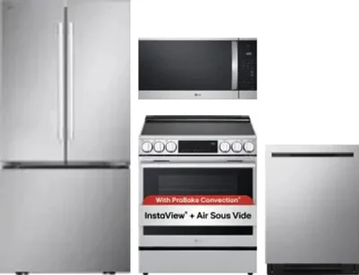4 Piece Package Includes Refrigerator, Range, Microwave And Dishwasher