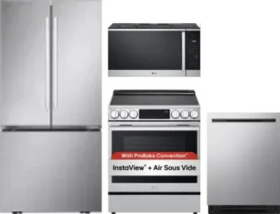 4 Piece Package Includes Refrigerator, Range, Microwave And Dishwasher