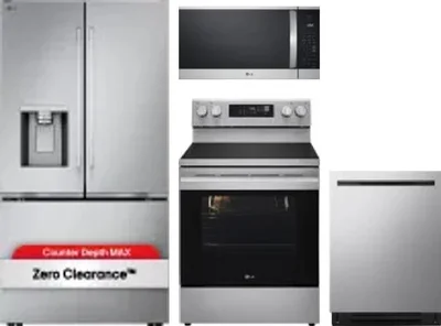 4 Piece Package Includes Refrigerator, Range, Microwave And Dishwasher