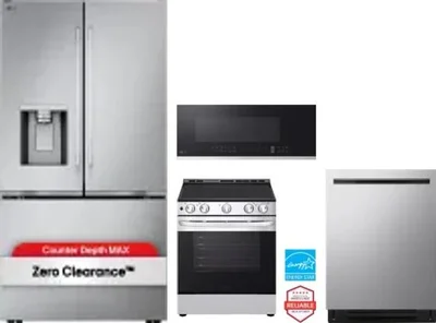 4 Piece Package Includes Refrigerator, Range, Microwave And Dishwasher