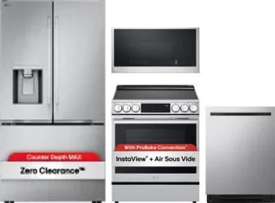 4 Piece Package Includes Refrigerator, Range, Microwave And Dishwasher
