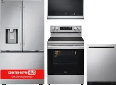 4 Piece Package Includes Refrigerator, Range, Microwave And Dishwasher