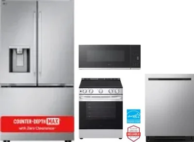 4 Piece Package Includes Refrigerator, Range, Microwave And Dishwasher