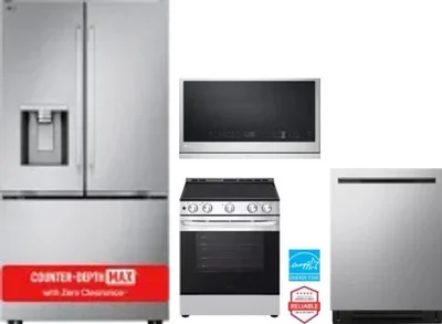 4 Piece Package Includes Refrigerator, Range, Microwave And Dishwasher