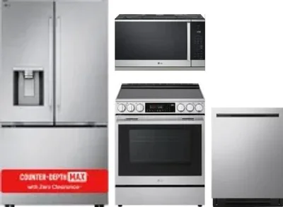 4 Piece Package Includes Refrigerator, Range, Microwave And Dishwasher