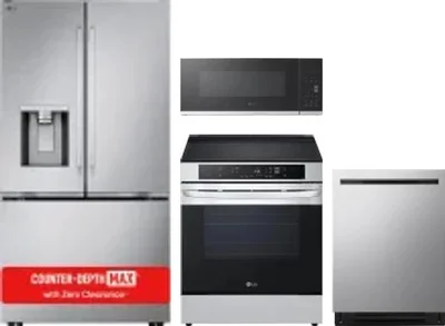 4 Piece Package Includes Refrigerator, Range, Microwave And Dishwasher