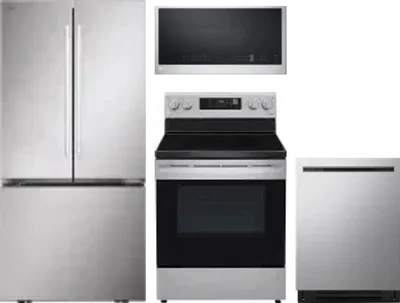 4 Piece Package Includes Refrigerator, Range, Microwave And Dishwasher